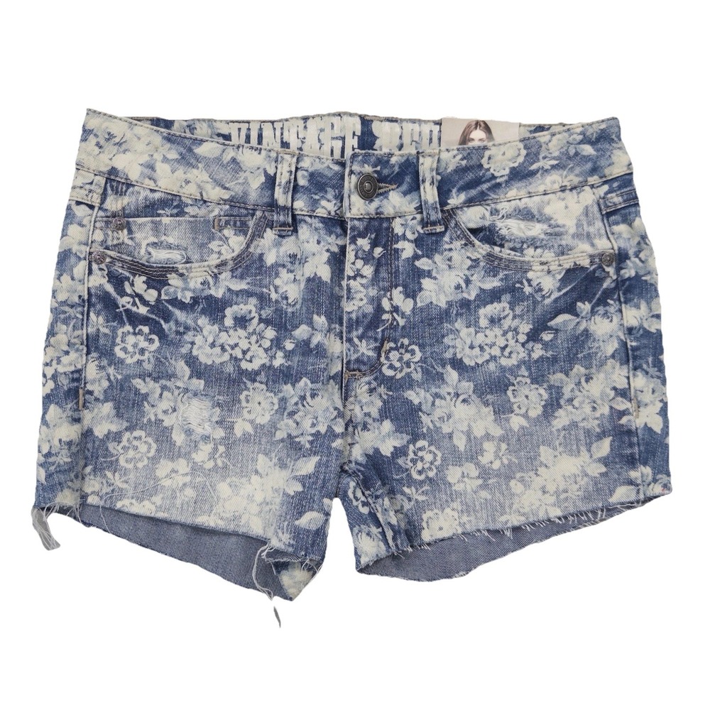 Rewash Floral Denim Cut Off Shorts Womens Size 3 Blue Acid Wash Distressed Boho